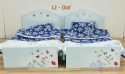 Pojedyncze łóżko z szafką nocną dla lalek - różne wzory