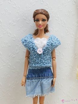 Sweterek i spódniczka dla lalki barbie