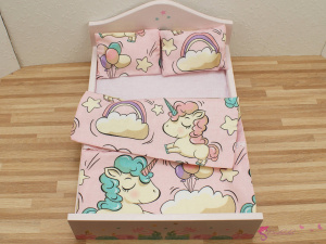 Podwójne łóżko dla lalek - Łąka Jednorożca
