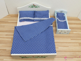 Pościel na podwójne łóżko - niebieska w kropeczki