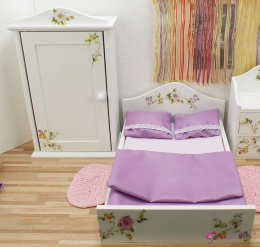Sypialnia z szafą, podwónym łóżkiem "Kwiaty" (pościel gratis)