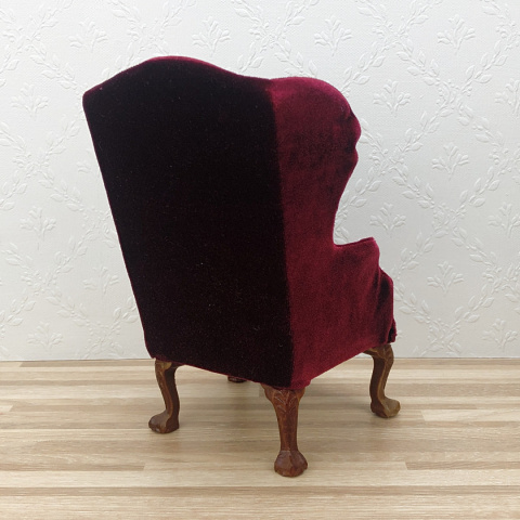 Bordowy fotel i sofa do domku dla lalek w skali 1:6 Bordowy fotel i sofa do domku dla lalek w skali 1:6