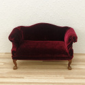Bordowy fotel i sofa do domku dla lalek w skali 1:6