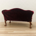 Bordowy fotel i sofa do domku dla lalek w skali 1:6
