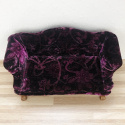 Fioletowy fotel i sofa do domku dla lalek w skali 1:6