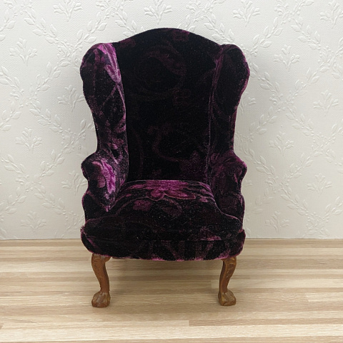 Fioletowy fotel i sofa do domku dla lalek w skali 1:6 Fioletowy fotel i sofa do domku dla lalek w skali 1:6