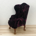 Fioletowy fotel i sofa do domku dla lalek w skali 1:6