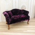 Fioletowy fotel i sofa do domku dla lalek w skali 1:6
