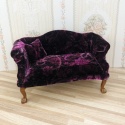 Fioletowy fotel i sofa do domku dla lalek w skali 1:6