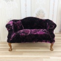 Fioletowy fotel i sofa do domku dla lalek w skali 1:6