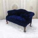 Granatowy fotel / sofa do domku dla lalek w skali 1:6