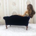 Granatowy fotel / sofa do domku dla lalek w skali 1:6