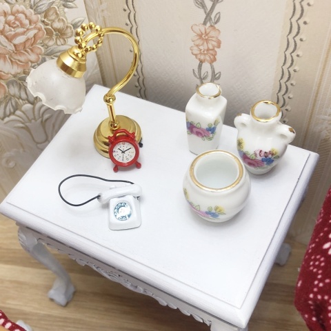 Komplet ozdobnych ceramicznych naczyń do domku dla lalek w skali 1:6, 1:12