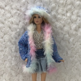 Niebiesko-Srebrny Zestaw Ubranek dla Lalki Barbie (5 elementów)