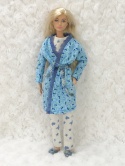 Piżamowy Zestaw dla lalki barbie - piżama, szlafrok i kapcie (4 części)