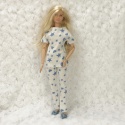 Piżamowy Zestaw dla lalki barbie - piżama, szlafrok i kapcie (4 części)