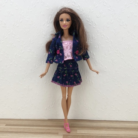 Jeansowy, wiosenny komplet dla lalki barbie - 4 części