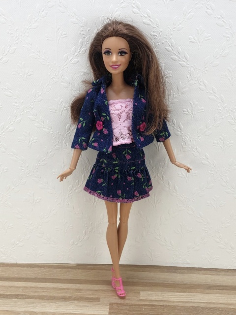 Jeansowy, wiosenny komplet dla lalki barbie - 4 części
