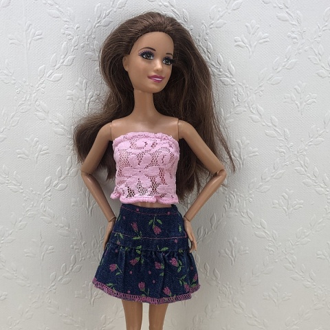 Jeansowy, wiosenny komplet dla lalki barbie - 4 części