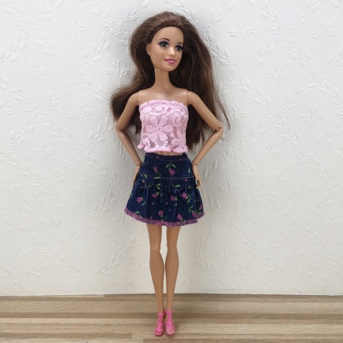 Jeansowy, wiosenny komplet dla lalki barbie - 4 części