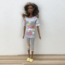 Piżama i kapcie dla Lalki Barbie – 3 Elementy