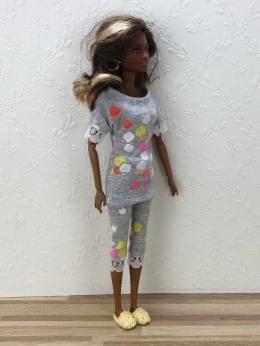 Piżama i kapcie dla Lalki Barbie – 3 Elementy