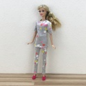 Piżamowy Zestaw dla lalki barbie - piżama, szlafrok i kapcie (4 części)