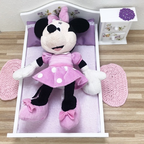 podwójne łóżko Wiosenne Kwiatki z szafką nocną z zestawu gotowego