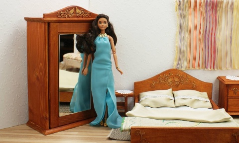 Złoty Domek - znajdz odpowiednie łóżko do sypialni lalki lub misia - Kwiat Paproci, Ptaszki, Złoty Ornament