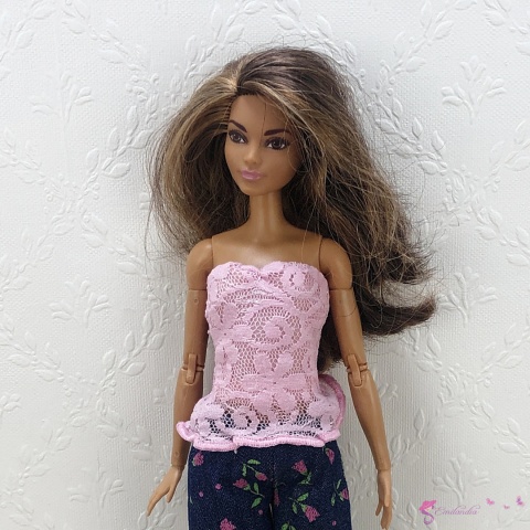 Jeansowy, wiosenny komplet dla lalki barbie - 4 części