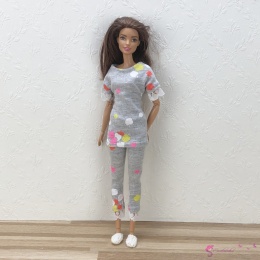 Piżama i kapcie dla Lalki Barbie – 3 Elementy