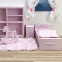 Pokój dziecięcy - łóżeczko, regał, szafka i konik - SREBRNE RÓŻYCZKI