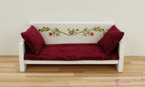drewniana sofa do domku dla lalek - Różany Ogród