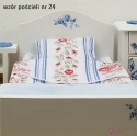 Łóżko pojedyncze dla lalek NIEBIESKIE KWIATY - 1:6
