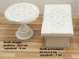 Stoliczek z serwetką decoupage różyczki - KOLOROWY ZAKĄTEK