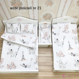 Pościel do łóżeczka dla lalek - paryskie pieski (wzór nr 21)