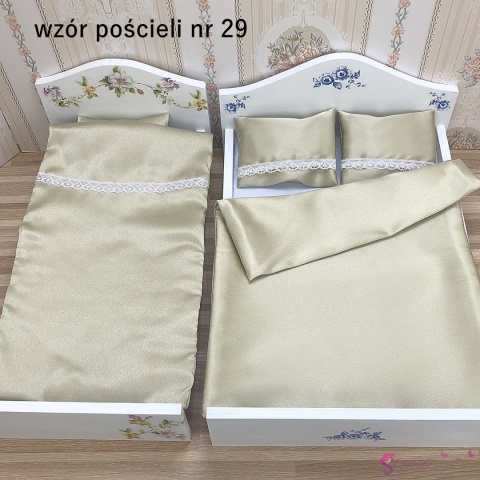 Pościel do łóżeczka dla lalek - złota (wzór nr 29)
