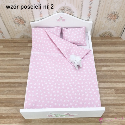 Pościel do łóżeczka dla lalek - małe serduszka (wzór nr 2)