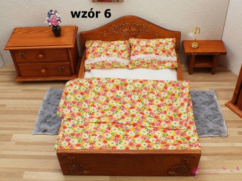 Pościel do łóżeczka dla lalek - kolorowa łąka (wzór nr 6)