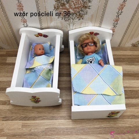 Pościel do łóżeczka dla lalek - kratka (wzór nr 36)